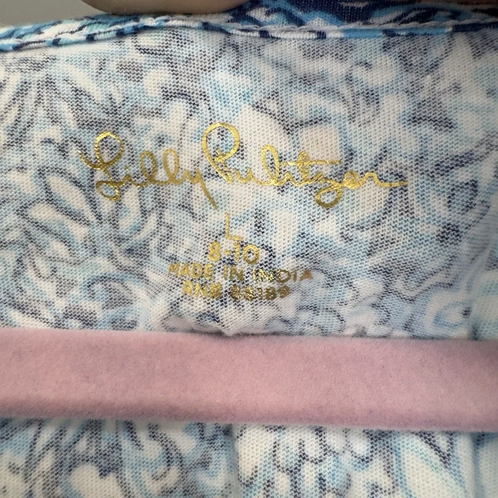 Lilly Pulitzer Girls Mini Belden Dress Size L Cumulus Blue Blooming Together - Picture 4 of 8
